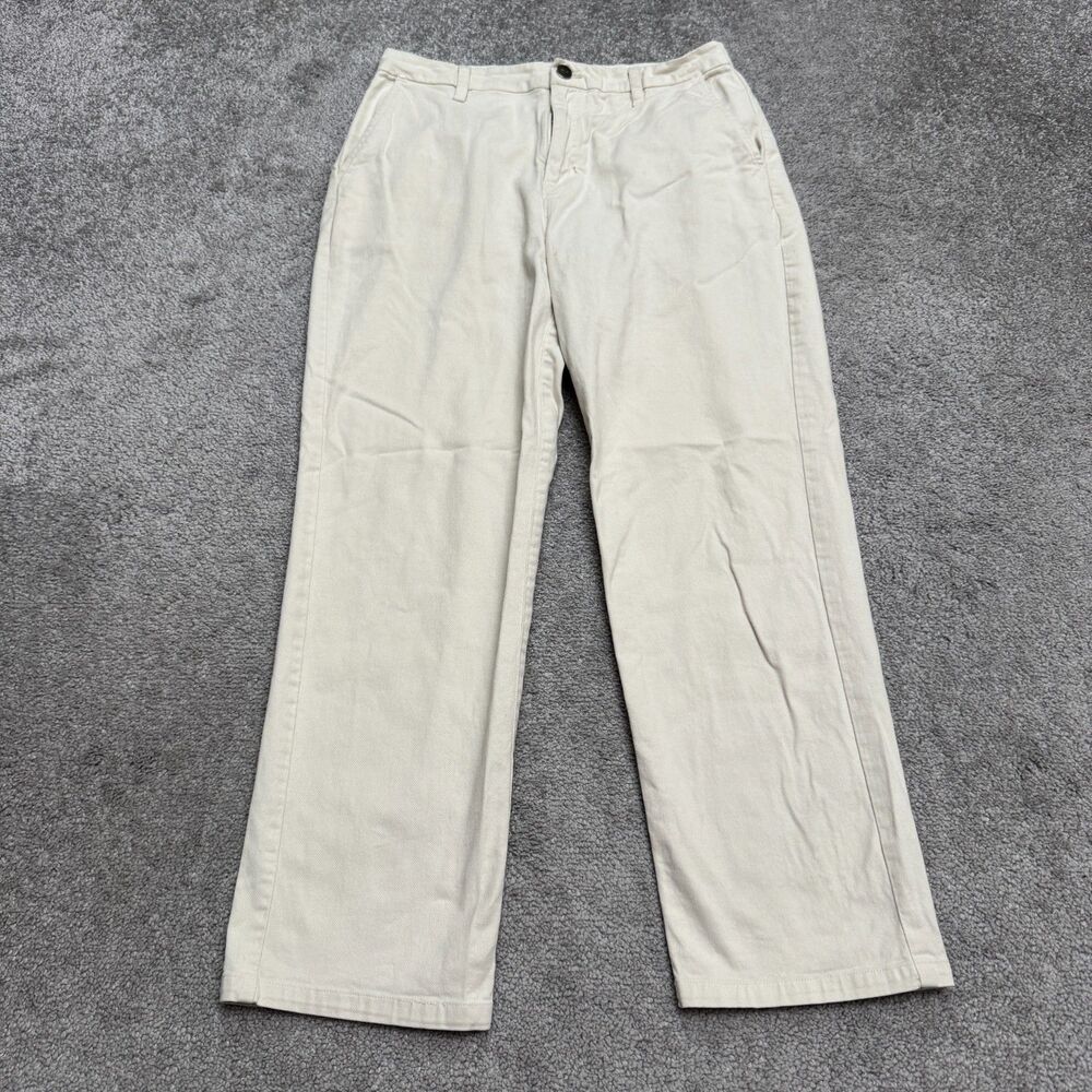 RVCA Straight Leg High Rise Chino Pants Womens 26 Ivory Cotton Stretch Casual